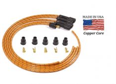 Premium Spark plug wire set - Orange Cloth Braided USA Made Copper Core